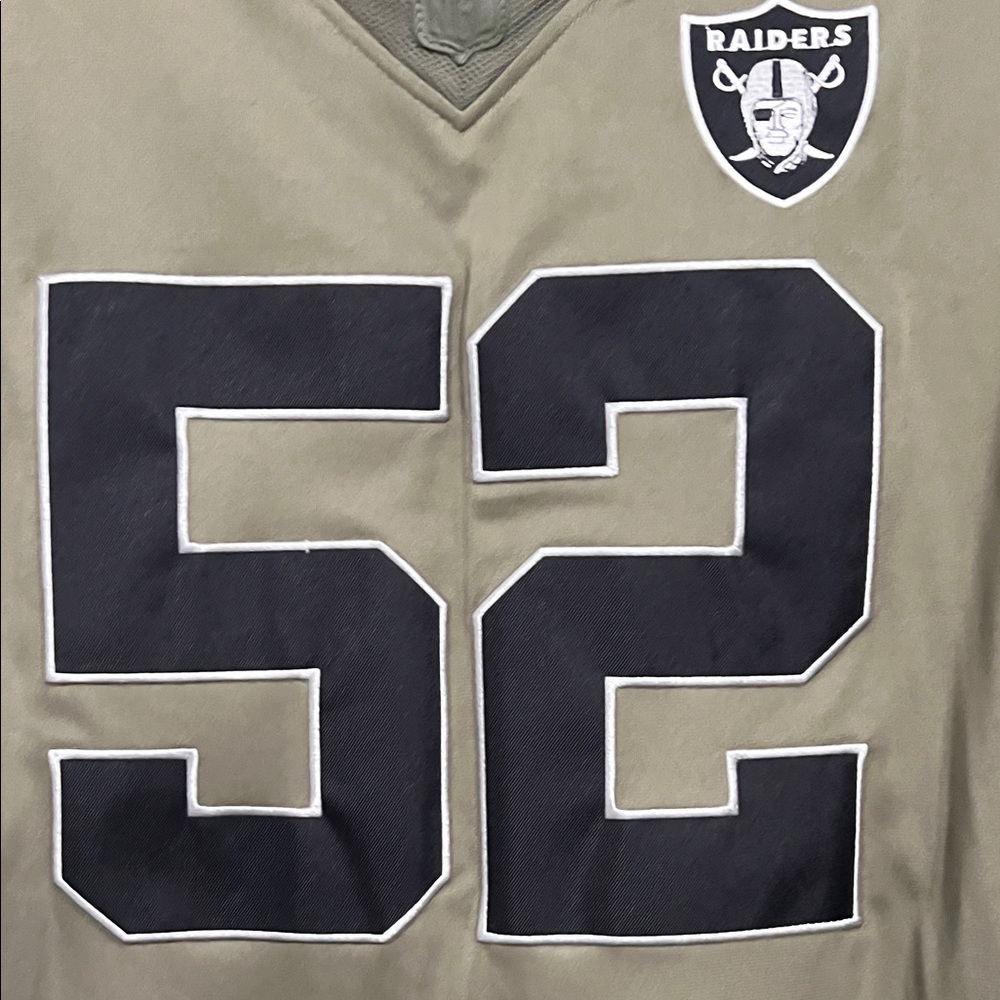 Nike Olive Green Men's Raiders Jersey Mack 52 XXL BNWT Veterans military USA - Picture 6 of 10